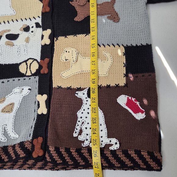 Vintage 90s Storybook Knits Womens Blue Playful Dogs Cardigan Sweater Size 1X - Picture 5 of 15